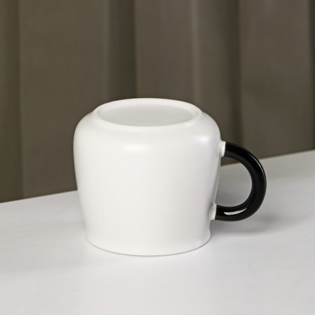Ceramic mug with a lid and spoon "Panda", 450 ml, white and black color-4