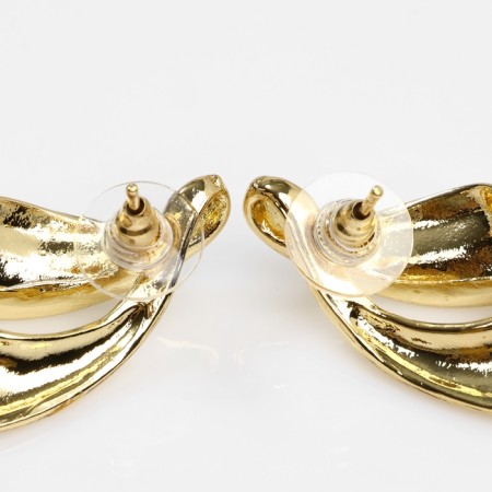 Earrings Metal "bend" wave, color gold-1