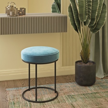 Banquet, 400 × 400 × 480 mm, black metal Muar / velor turquoise dark