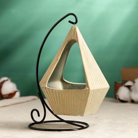 Pot on the stand "Prism" beige, 12x8.5x14cm-4