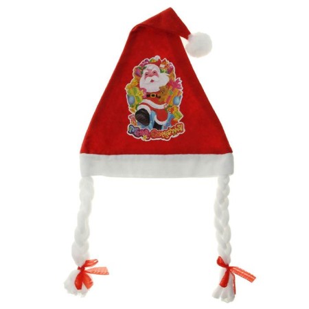 New Year's cap "Santa Claus" with pigtails, 40x27 cm, mix-4