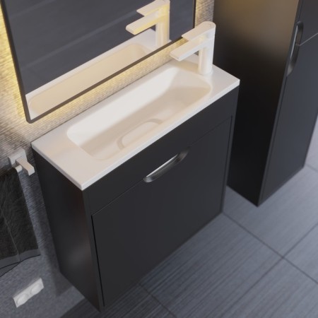 Tumbling under the Uperwood Modul sink, 60 cm, suspended, matte, black-14
