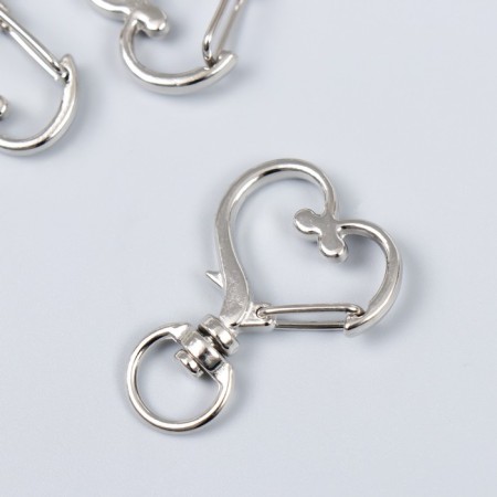 Carabiner Metal with a ring "Heart" silver 3.4x2.4 cm