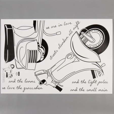Stick plastic interior black "moped" 60x90 cm-1