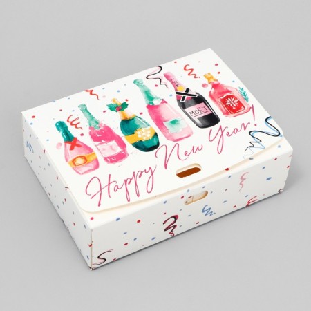 Folding Gift Box "Champagne", 16.5 x 12.5 x 5 cm, without tape, new year-1