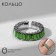 Ring "Trend" parallel, green color in silver, dimensionless (from 17 size)