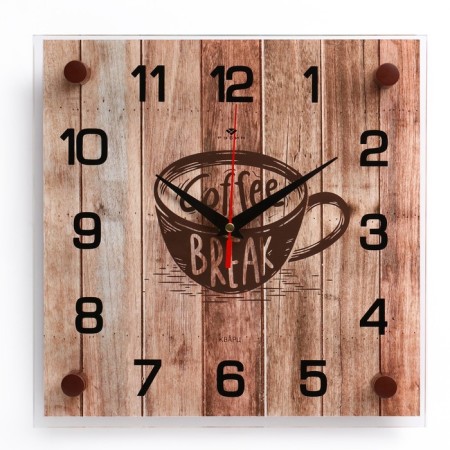 Wall clock: kitchen, "coffee break", Semorchy, 25 x 25 cm