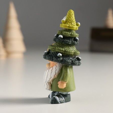 Polystone souvenir "Dwarf in a cap with a flashlight/star" Green mix 4.5x4x9 cm-4