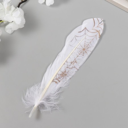 Decorative goose "Web" white with gold h = 15-20 cm-1