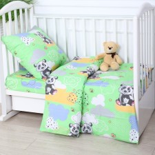 Baby Baby Baby Panda, Green color, 112x147cm, 110x150cm, 60x60cm, calico 142g/m, 100% cotton