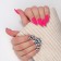 Leo patching nails, 12 pcs, with glue plates, almond shape, black, pink