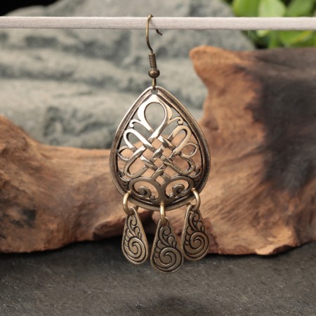 Earrings Amulet "heart knot", brass-2