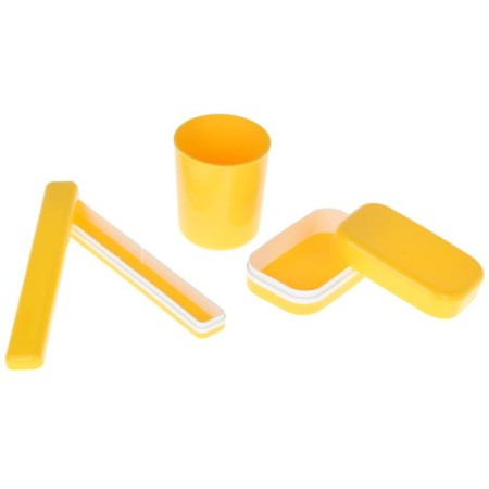 Road set, 3 objects: soap dish, glass, case for a toothbrush, color mix-4