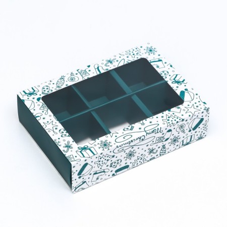 New Year. Box under 6 sweets "Winter Fun", 13.7 x 9.8 x 3.8 cm, confectionery packaging-1