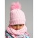 Children's Knitted kit for girls: hat and snood, size 46, light pink color