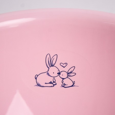 Bath children's "rabbits" with a drain, 86 cm, pink color-1