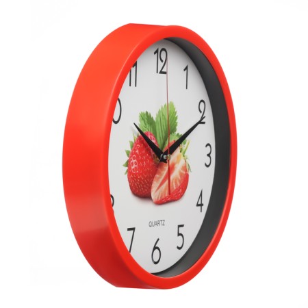 Watching clock, series: kitchen, "strawberries", smooth move, d-25 cm-1