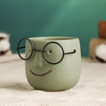 Pot "The pot that survived" 7x7x7cm, dark green-2