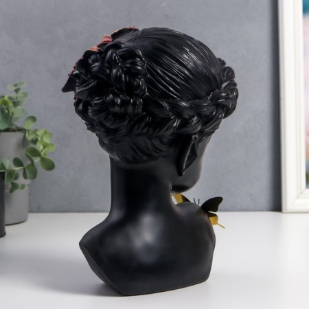 Polystone souvenir "Baby with lily in her hair and butterfly" Black 23x17x7 cm-3