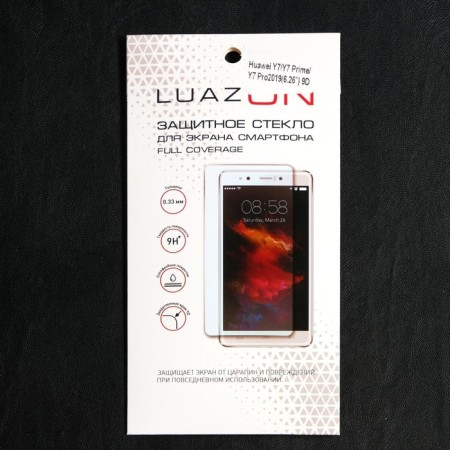 Protective glass 9D Luazon for Huawei Y7 2019/Y7 Prime 2019/Y7 Pro (6.26 "), 0.33 mm, 9h-4