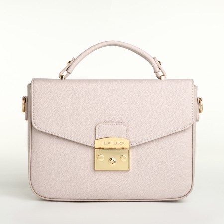 Women's bag on the valve, Textura, small size, beige color