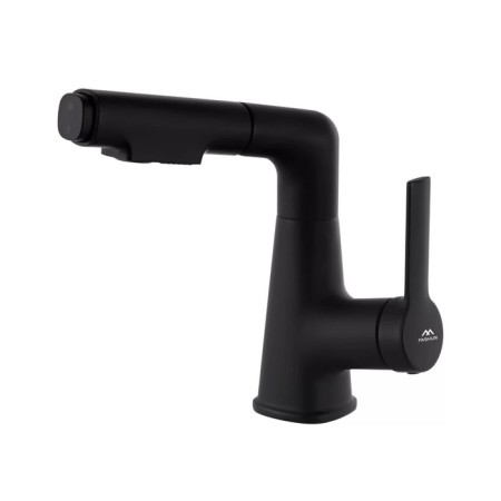 Fashun A4018-7 shell mixer, single-leaf, with sliding watering can, brass, black