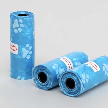 Packages for cleaning for dogs with print (3 rolls of 15 packages 29x21 cm), blue-1