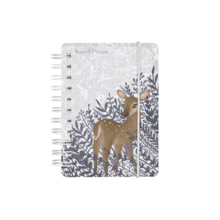 Note book A7, 80 sheets in a cage on the crest Forest Dream, plastic cover, with an elastic band, mix-3