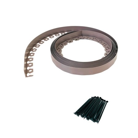 Garden plastic curb, 55 mm, brown, 10 m + 30 stakes, "mango