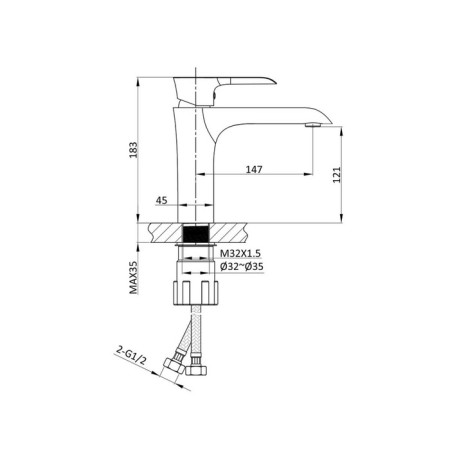 Vince Esse VBF-1E1ch shell mixer, single-leaf, pour 147 mm, brass, chrome-5
