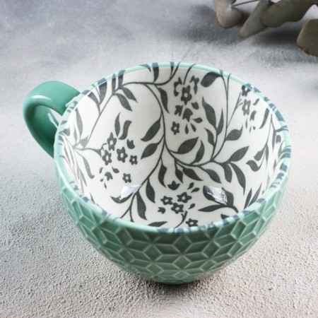 Ceramic "Leaves" mug, 290 ml, green color-4