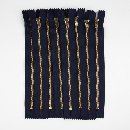 Metal zipper, No. 3, non-proceeding, automatic lock, 18 cm, dark blue color/antique-2