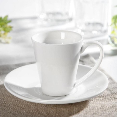 Coffee steam porcelain Wilmax, 2 items: mug 110 ml, saucer d = 13.2 cm, white color
