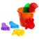 Set for playing in sand No. 20: Big bucket, scoop, rake, 4 molds