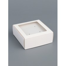 Jewelry box with PVC window 8 x 8 x 3 cm, white