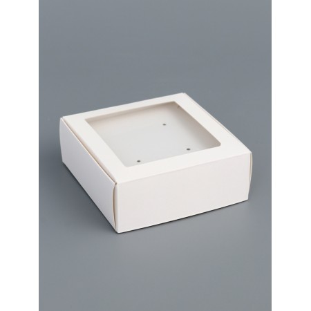 Jewelry box with PVC window 8 x 8 x 3 cm, white
