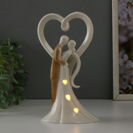 Souvenir Ceramics Light "Abstraction. Lovers, Kiss at a large heart" 11x8.5x20.5 cm-1