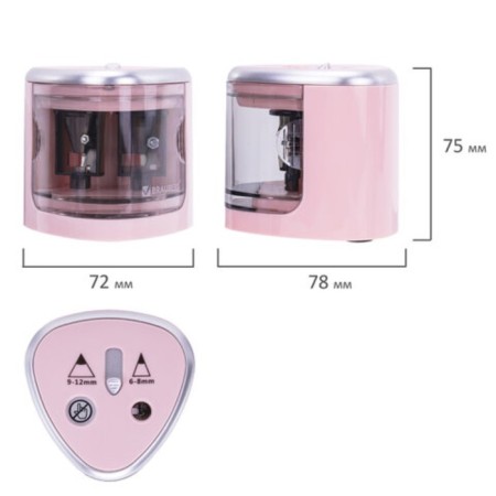 Electric grinder 2 holes Brauberg Dual, power from 4 AA batteries, pink 270579-8