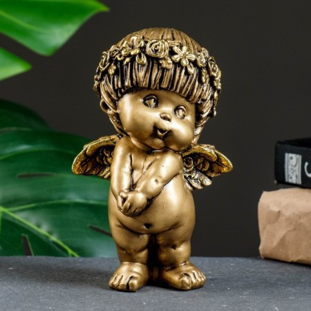 Figure "Angel Housing" gold 9x8x14cm