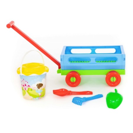 Set for playing in sand No. 420: cart, bucket, strainer, spatula, robbery, mold-3