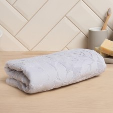 Tenle of Terry Jacquard Lovelife Leaves 50x90 cm, light gray, 100% HL, 500 g/m2