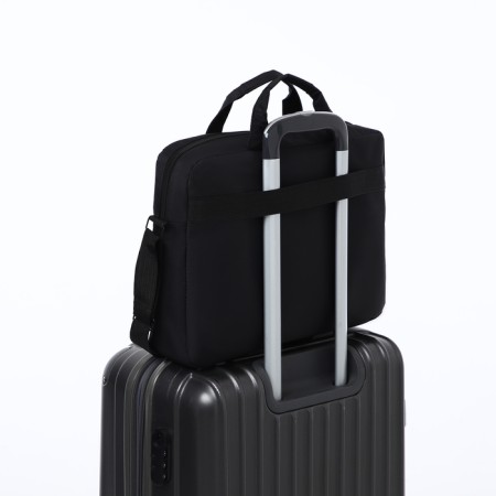 Laptop bag with a zipper, outer pocket, black color-4