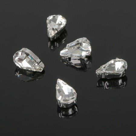 Rhinestones in DSAPs (set 5 pcs.), 6 × 10 mm, white color in silver