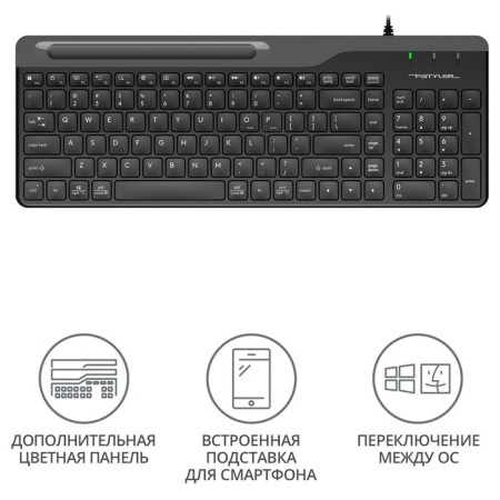 Keyboard A4Tech FSTYLER FK25 Black/Gray USB Slim-1