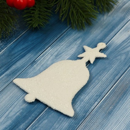 Decoration Christmas tree "luxury bell" (set 2 pcs) 6x10 cm, white-1