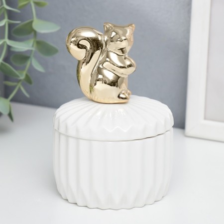 Coramics Coramics "Golden Squirrel" White relief 12x8.2x8.2 cm