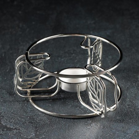 Heating-heating stand for a teapot, 13.5 × 13.5 × 6 cm, silver color