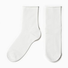 Women's socks without elastic bands, white color, size 36-40