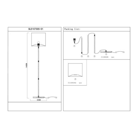 Floor lamp EVOLUCE. Sle107305-01. Noia. 1x40 W, E27, 32x32x148 cm, Nickel color-6