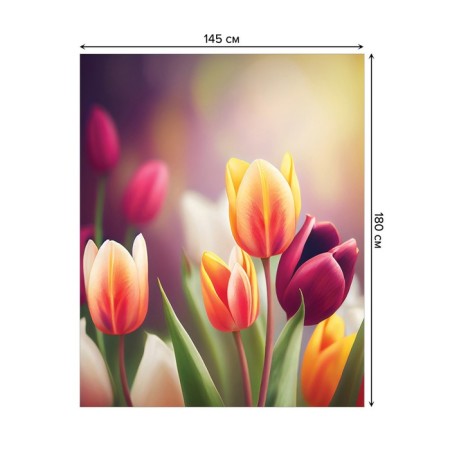 Groundpress on the table "Field of tulips", rectangular, Saten, size 145x180 cm-1